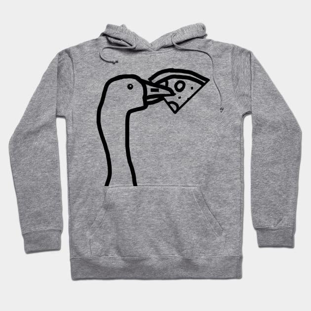 Portrait of a Goose Stealing Pizza Outline Hoodie by ellenhenryart